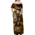 Fiji Masi Paisley With Hibiscus Tapa Off Shoulder Maxi Dress Gold Version LT01 - Polynesian Pride