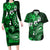 Fiji Masi Paisley With Hibiscus Tapa Couples Matching Long Sleeve Bodycon Dress and Hawaiian Shirt Green Version LT01 Green - Polynesian Pride