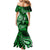 Fiji Masi Paisley With Hibiscus Tapa Family Matching Mermaid Dress and Hawaiian Shirt Green Version LT01 - Polynesian Pride