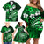 Fiji Masi Paisley With Hibiscus Tapa Family Matching Off Shoulder Short Dress and Hawaiian Shirt Green Version LT01 - Polynesian Pride