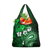 Fiji Masi Paisley With Hibiscus Tapa Grocery Bag Green Version LT01 1-pack One Size Green - Polynesian Pride