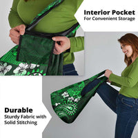 Fiji Masi Paisley With Hibiscus Tapa Grocery Bag Green Version LT01 - Polynesian Pride