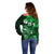 Fiji Masi Paisley With Hibiscus Tapa Off Shoulder Sweater Green Version LT01 - Polynesian Pride