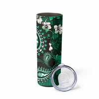 Fiji Masi Paisley With Hibiscus Tapa Skinny Tumbler Green Version LT01 - Polynesian Pride