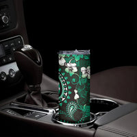 Fiji Masi Paisley With Hibiscus Tapa Skinny Tumbler Green Version LT01 - Polynesian Pride