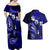 Fiji Masi Paisley With Hibiscus Tapa Couples Matching Off Shoulder Maxi Dress and Hawaiian Shirt Navy Blue Version LT01 - Polynesian Pride