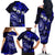 Fiji Masi Paisley With Hibiscus Tapa Family Matching Off Shoulder Long Sleeve Dress and Hawaiian Shirt Navy Blue Version LT01 - Polynesian Pride