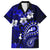 Fiji Masi Paisley With Hibiscus Tapa Family Matching Off Shoulder Long Sleeve Dress and Hawaiian Shirt Navy Blue Version LT01 Dad's Shirt - Short Sleeve Blue - Polynesian Pride