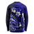 Fiji Masi Paisley With Hibiscus Tapa Long Sleeve Shirt Navy Blue Version LT01 - Polynesian Pride