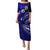 Fiji Masi Paisley With Hibiscus Tapa Puletasi Navy Blue Version LT01 Long Dress Blue - Polynesian Pride