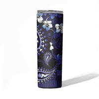 Fiji Masi Paisley With Hibiscus Tapa Skinny Tumbler Navy Blue Version LT01 - Polynesian Pride