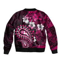 Fiji Masi Paisley With Hibiscus Tapa Bomber Jacket Pink Version LT01 - Polynesian Pride