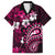 Fiji Masi Paisley With Hibiscus Tapa Family Matching Puletasi Dress and Hawaiian Shirt Pink Version LT01 Dad's Shirt - Short Sleeve Pink - Polynesian Pride