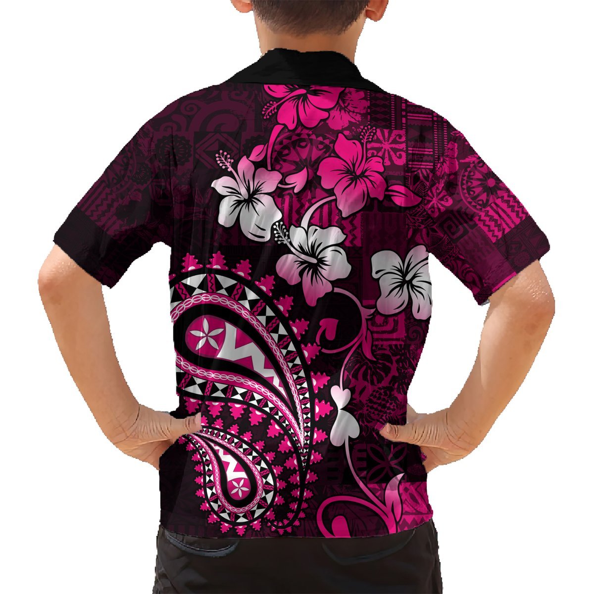 Fiji Masi Paisley With Hibiscus Tapa Hawaiian Shirt Pink Version LT01 - Polynesian Pride
