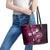 Fiji Masi Paisley With Hibiscus Tapa Leather Tote Bag Pink Version LT01 - Polynesian Pride