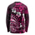 Fiji Masi Paisley With Hibiscus Tapa Long Sleeve Shirt Pink Version LT01 - Polynesian Pride