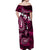 Fiji Masi Paisley With Hibiscus Tapa Off Shoulder Maxi Dress Pink Version LT01 - Polynesian Pride