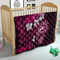 Fiji Masi Paisley With Hibiscus Tapa Quilt Pink Version LT01 - Polynesian Pride