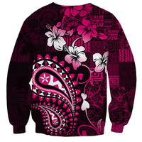 Fiji Masi Paisley With Hibiscus Tapa Sweatshirt Pink Version LT01 - Polynesian Pride