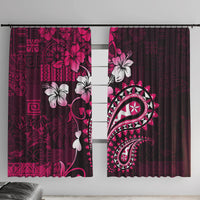 Fiji Masi Paisley With Hibiscus Tapa Window Curtain Pink Version LT01 With Hooks Pink - Polynesian Pride