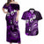 Fiji Masi Paisley Couples Matching Off Shoulder Maxi Dress and Hawaiian Shirt Fijian Hibiscus Tapa Purple Version LT01 Purple - Polynesian Pride