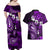 Fiji Masi Paisley Couples Matching Off Shoulder Maxi Dress and Hawaiian Shirt Fijian Hibiscus Tapa Purple Version LT01 - Polynesian Pride