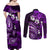 Fiji Masi Paisley Couples Matching Off Shoulder Maxi Dress and Long Sleeve Button Shirt Fijian Hibiscus Tapa Purple Version LT01 - Polynesian Pride