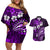 Fiji Masi Paisley Couples Matching Off Shoulder Short Dress and Hawaiian Shirt Fijian Hibiscus Tapa Purple Version LT01 Purple - Polynesian Pride