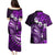 Fiji Masi Paisley Couples Matching Puletasi Dress and Hawaiian Shirt Fijian Hibiscus Tapa Purple Version LT01 - Polynesian Pride