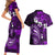 Fiji Masi Paisley Couples Matching Short Sleeve Bodycon Dress and Hawaiian Shirt Fijian Hibiscus Tapa Purple Version LT01 - Polynesian Pride