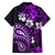 Fiji Masi Paisley Family Matching Off Shoulder Long Sleeve Dress and Hawaiian Shirt Fijian Hibiscus Tapa Purple Version LT01 - Polynesian Pride