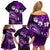 Fiji Masi Paisley Family Matching Off Shoulder Short Dress and Hawaiian Shirt Fijian Hibiscus Tapa Purple Version LT01 - Polynesian Pride