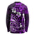 Fiji Masi Paisley Long Sleeve Shirt Fijian Hibiscus Tapa Purple Version LT01 - Polynesian Pride