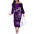 Fiji Masi Paisley Off The Shoulder Long Sleeve Dress Fijian Hibiscus Tapa Purple Version LT01 Women Purple - Polynesian Pride