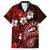 Fiji Masi Paisley Family Matching Off Shoulder Long Sleeve Dress and Hawaiian Shirt Fijian Hibiscus Tapa Red Version LT01 Dad's Shirt - Short Sleeve Red - Polynesian Pride