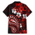 Fiji Masi Paisley Family Matching Puletasi Dress and Hawaiian Shirt Fijian Hibiscus Tapa Red Version LT01 - Polynesian Pride