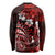 Fiji Masi Paisley Long Sleeve Shirt Fijian Hibiscus Tapa Red Version LT01 - Polynesian Pride