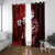 Fiji Masi Paisley Window Curtain Fijian Hibiscus Tapa Red Version LT01 With Grommets Red - Polynesian Pride