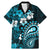 Fiji Masi Paisley Family Matching Mermaid Dress and Hawaiian Shirt Fijian Hibiscus Tapa Sky Blue Version LT01 Dad's Shirt - Short Sleeve Blue - Polynesian Pride