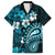 Fiji Masi Paisley Family Matching Off Shoulder Maxi Dress and Hawaiian Shirt Fijian Hibiscus Tapa Sky Blue Version LT01 Dad's Shirt - Short Sleeve Blue - Polynesian Pride