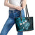 Fiji Masi Paisley Leather Tote Bag Fijian Hibiscus Tapa Sky Blue Version LT01 - Polynesian Pride