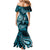 Fiji Masi Paisley Mermaid Dress Fijian Hibiscus Tapa Sky Blue Version LT01 - Polynesian Pride