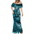 Fiji Masi Paisley Mermaid Dress Fijian Hibiscus Tapa Sky Blue Version LT01 - Polynesian Pride