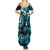 Fiji Masi Paisley Summer Maxi Dress Fijian Hibiscus Tapa Sky Blue Version LT01 - Polynesian Pride