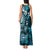 Fiji Masi Paisley Tank Maxi Dress Fijian Hibiscus Tapa Sky Blue Version LT01 - Polynesian Pride