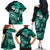 Fiji Masi Paisley Family Matching Off Shoulder Long Sleeve Dress and Hawaiian Shirt Fijian Hibiscus Tapa Turquoise Version LT01 - Polynesian Pride