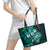 Fiji Masi Paisley Leather Tote Bag Fijian Hibiscus Tapa Turquoise Version LT01 - Polynesian Pride