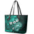 Fiji Masi Paisley Leather Tote Bag Fijian Hibiscus Tapa Turquoise Version LT01 - Polynesian Pride