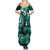 Fiji Masi Paisley Summer Maxi Dress Fijian Hibiscus Tapa Turquoise Version LT01 - Polynesian Pride