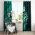 Fiji Masi Paisley Window Curtain Fijian Hibiscus Tapa Turquoise Version LT01 - Polynesian Pride